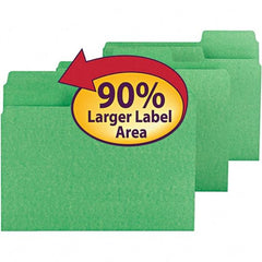 SMEAD - 11-5/8 x 9-1/2", Letter Size, Green, File Folders with Top Tab - 11 Point Stock, Assorted Tab Cut Location - A1 Tooling