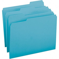 SMEAD - 11-5/8 x 9-1/2", Letter Size, Teal, File Folders with Top Tab - 11 Point Stock, Assorted Tab Cut Location - A1 Tooling