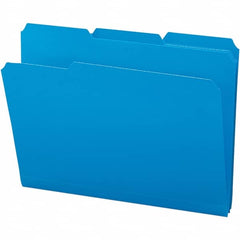 SMEAD - 11-5/8 x 9-1/2", Letter Size, Blue, File Folders with Top Tab - Assorted Tab Cut Location - A1 Tooling