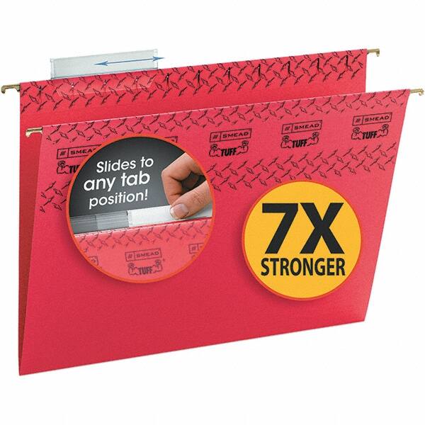 SMEAD - 12-1/4 x 9-1/2", Letter Size, Red, Hanging File Folder - 11 Point Stock, 1/3 Tab Cut Location - A1 Tooling