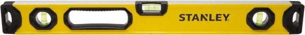 Stanley - 24" Long 3 Vial Box Beam Level - Aluminum, Yellow, 1 Level & 2 Plumb Vials - A1 Tooling