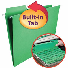 SMEAD - 12-1/4 x 9-1/2", Letter Size, Green, Hanging File Folder - 11 Point Stock, 1/3 Tab Cut Location - A1 Tooling