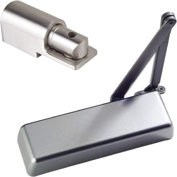 Ability One - 12" Closer Body Length, Institutional Grade 1 Door Closer Manual Damper - Aluminum Finish, Non-Handed - A1 Tooling