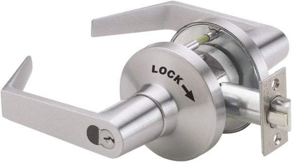 Ability One - Grade 1 Vestibule/Classroom/Security Lever Lockset - 2-3/4" Back Set, Zinc, Satin Chrome Finish - A1 Tooling