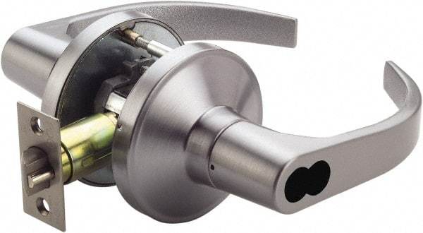 Ability One - Grade 1 Storeroom Lever Lockset - 2-3/4" Back Set, Zinc, Satin Chrome Finish - A1 Tooling