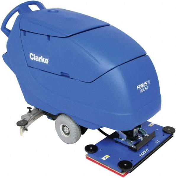 Clarke - 32" Cleaning Width, Battery Powered Floor Scrubber - 0.75 hp, 2,250 RPM, 23 Gal Tank Capacity - A1 Tooling