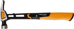 Fiskars - 16 oz Head, Straight Nail Hammer - 13-1/2" OAL, Forged Steel Head, 1-3/16" Face Diam, Smooth Face - A1 Tooling