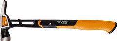 Fiskars - 20 oz Head, Straight Nail Hammer - 15-1/2" OAL, Forged Steel Head, 1-1/4" Face Diam, Smooth Face - A1 Tooling