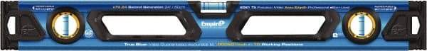 Empire Level - 24" Long 3 Vial Box Beam Level - Metal, Blue, 1 Level & 2 Plumb Vials - A1 Tooling