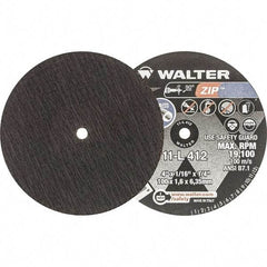 WALTER Surface Technologies - 4" 24 Grit Aluminum Oxide Cutoff Wheel - 1/16" Thick, 1/4" Arbor, 19,100 Max RPM, Use with Die Grinders - A1 Tooling