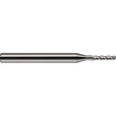 Ball End Mill: 0.125″ Dia, 0.375″ LOC, 4 Flute, Solid Carbide 2″ OAL, 1/8″ Shank Dia, 30 ° Helix, Uncoated, Single End