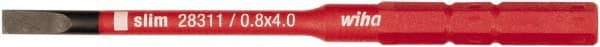 Wiha - 4mm Drive, Slotted Screwdriver Bit - 75mm OAL - A1 Tooling