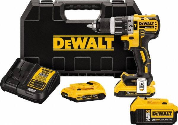 DeWALT - 20 Volt 1/2" Metal Single Sleeve w Carbide Jaws Ratcheting Chuck Chuck Cordless Hammer Drill - 0 to 34,000 BPM, 0 to 500 & 0 to 2,000 RPM, Reversible, Mid-Handle - A1 Tooling