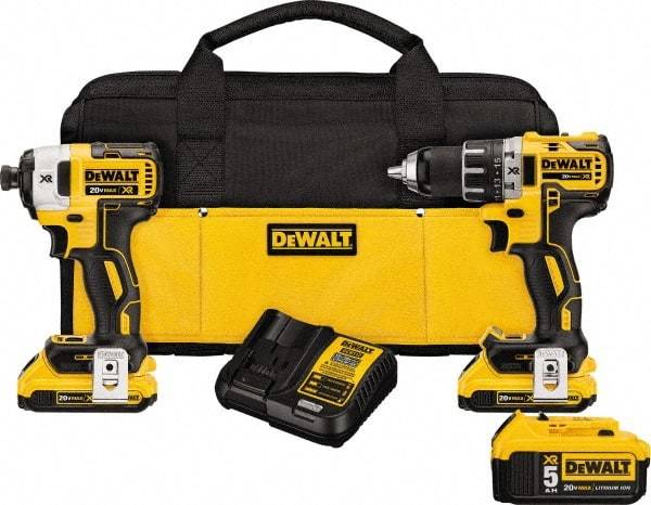 DeWALT - 20 Volt Cordless Tool Combination Kit - Includes Brushless Compact Drill/Driver & Impact Driver, Lithium-Ion Battery Included - A1 Tooling