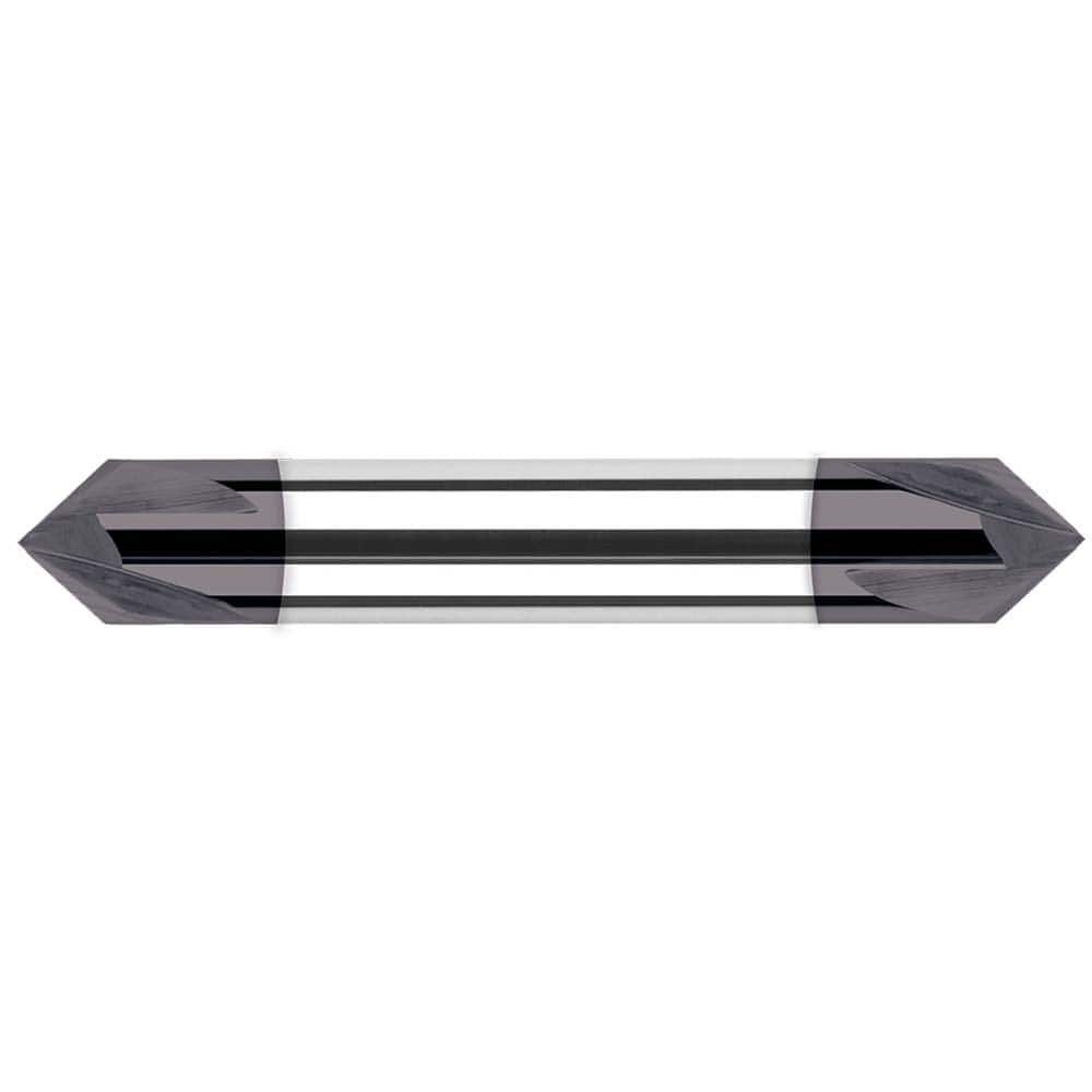 Harvey Tool - 1/8" Diam 100°/80° 2-Flute Double End Solid Carbide Chamfer Mill - Exact Industrial Supply