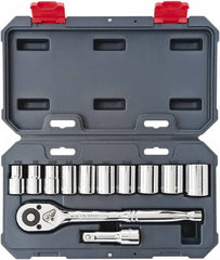 Crescent - 12 Piece 1/2" Drive Chrome Vanadium Finish Socket Set - 12 Points, 7/16" to 1" Range, Inch Measurement Standard - A1 Tooling