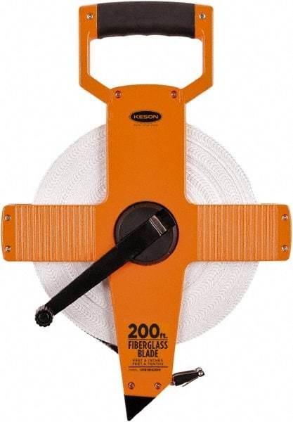 Keson - 200' x 1/2" Tape Measure - 1/8, 1/10 & 1/100" Graduation - A1 Tooling