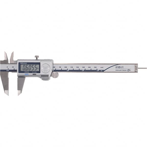 Mitutoyo - 0 to 6" Range 0.01mm Resolution, Electronic Caliper - Steel with 40mm Metal Jaws, 0.001" Accuracy - A1 Tooling