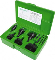 Greenlee - 11 Piece, 7/8 to 2-1/2" Cutter Diam, 0.187" Cutting Depth, Carbide Annular Cutter Set - Oxide Finish - A1 Tooling