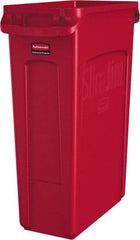 Rubbermaid - 23 Gal Red Rectangle Trash Can - Polyethylene, None Graphic, 30" High x 22" Long x 11" Wide, Lid Not Included - A1 Tooling