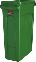 Rubbermaid - 23 Gal Green Rectangle Trash Can - Polyethylene, None Graphic, 30" High x 22" Long x 11" Wide, Lid Not Included - A1 Tooling