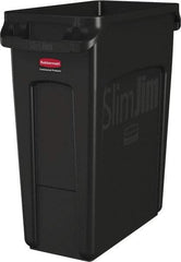 Rubbermaid - 16 Gal Black Rectangle Trash Can - Polyethylene, None Graphic, 25" High x 22" Long x 11" Wide, Lid Not Included - A1 Tooling