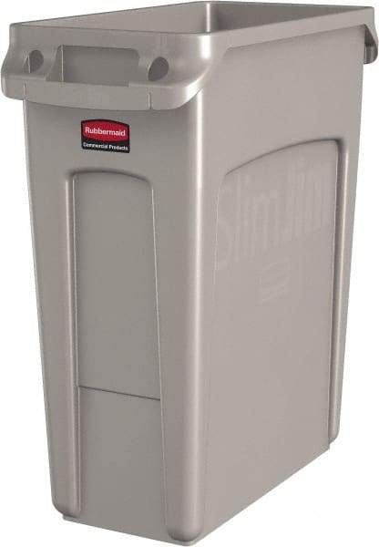 Rubbermaid - 16 Gal Beige Rectangle Trash Can - Polyethylene, None Graphic, 25" High x 22" Long x 11" Wide, Lid Not Included - A1 Tooling