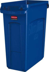 Rubbermaid - 16 Gal Blue Rectangle Trash Can - Polyethylene, None Graphic, 25" High x 22" Long x 11" Wide, Lid Not Included - A1 Tooling