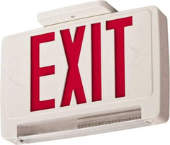 Lithonia Lighting - 1 Face, 2.32 Watt, White, Thermoplastic, LED, Illuminated Exit Sign - 120/277 VAC, Nickel Cadmium, Surface Mounted, Wall Mounted - A1 Tooling