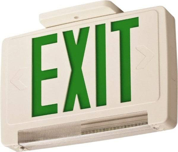 Lithonia Lighting - 1 Face, 2.32 Watt, White, Thermoplastic, LED, Illuminated Exit Sign - 120/277 VAC, Nickel Cadmium, Surface Mounted, Wall Mounted - A1 Tooling