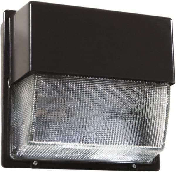 Lithonia Lighting - 72 Watt, 4,700 Lumen, 5,000°K, 120-277 Volt, LED Wall Pack Light Fixture - Prismatic Glass Lens, Aluminum Housing, Bronze (Color), Wall Mount, 8-15/16" Deep x 9-1/2" High x 10-9/16" Wide - A1 Tooling