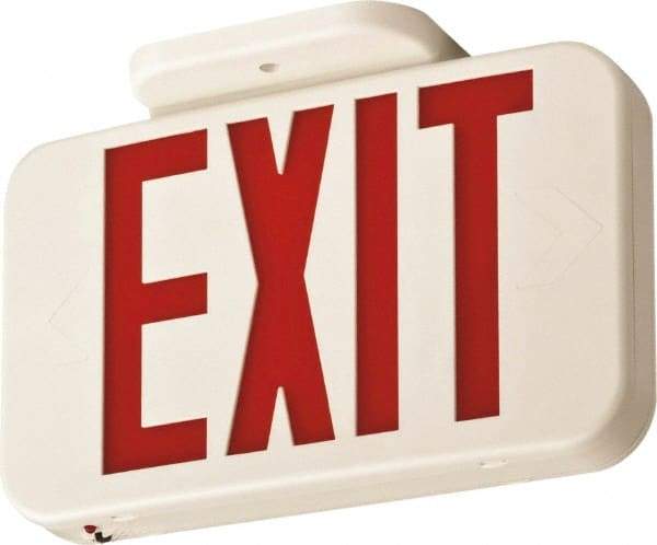 Lithonia Lighting - 1 Face, 0.8 Watt, White, Thermoplastic, LED, Illuminated Exit Sign - 120/277 VAC, Nickel Cadmium, Surface Mounted, Wall Mounted - A1 Tooling