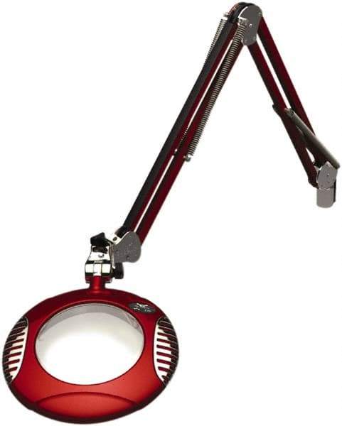 O.C. White - 43 Inch, Spring Suspension, Clamp on, LED, Blaze Red, Magnifying Task Light - 8 Watt, 7.5 and 15 Volt, 2x Magnification, 6 Inch Long - A1 Tooling