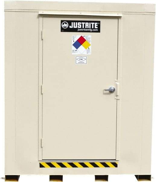 Justrite - 9 Drum, 155 Gal Sump Capacity, Locker - 7.91' Long x 7-1/2' Wide x 8.08' High, Galvanized Steel - A1 Tooling