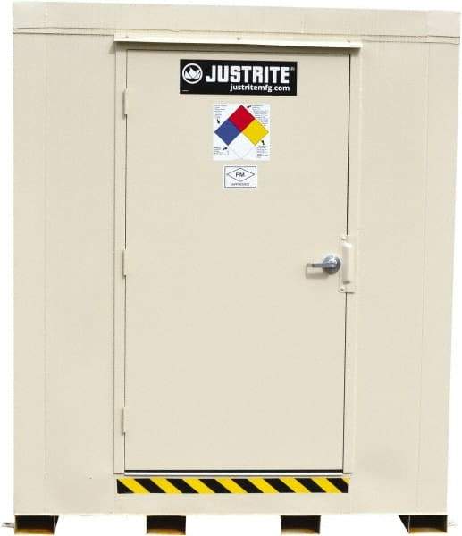 Justrite - 12 Drum, 221 Gal Sump Capacity, Locker - 7.33' Long x 10' Wide x 8.08' High, Galvanized Steel - A1 Tooling