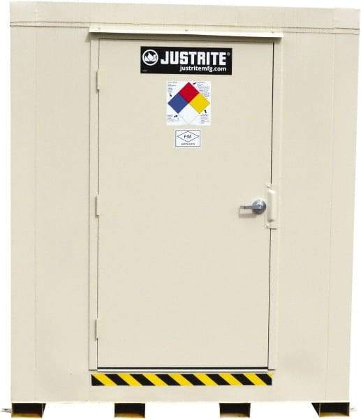 Justrite - 12 Drum, 221 Gal Sump Capacity, Locker - 7.33' Long x 10' Wide x 8.08' High, Galvanized Steel - A1 Tooling