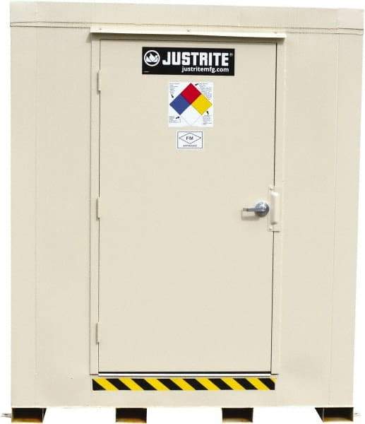 Justrite - 9 Drum, 168 Gal Sump Capacity, Locker - 8' Long x 7-1/2' Wide x 8.08' High, Galvanized Steel - A1 Tooling