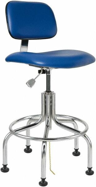 Bevco - 24-1/2 to 29-1/2" High Adjustable Height Swivel Stool - 22" Wide x 22" Deep, Vinyl Seat, Blue - A1 Tooling