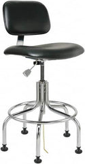 Bevco - 24-1/2 to 29-1/2" High Adjustable Height Swivel Stool - 22" Wide x 22" Deep, Vinyl Seat, Black - A1 Tooling