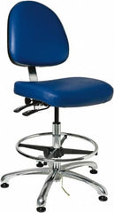 Bevco - 19 to 26-1/2" High Adjustable Height Swivel Stool - 27" Wide x 27" Deep, Vinyl Seat, Blue - A1 Tooling