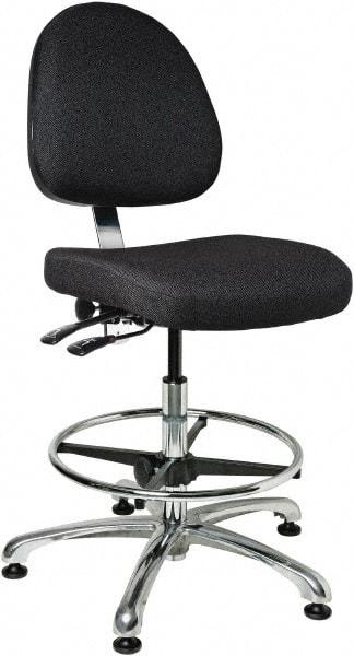 Bevco - 19 to 26-1/2" High Adjustable Height Swivel Stool - 27" Wide x 27" Deep, 100% Olefin Seat, Ebony - A1 Tooling