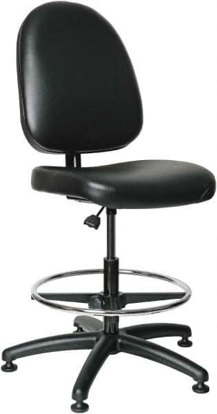 Bevco - 20 to 27-1/2" High Adjustable Height Swivel Stool - 27" Wide x 27" Deep, Vinyl Seat, Black - A1 Tooling