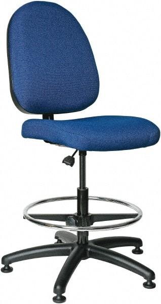 Bevco - 20 to 27-1/2" High Adjustable Height Swivel Stool - 27" Wide x 27" Deep, 100% Olefin Seat, Royal Blue - A1 Tooling