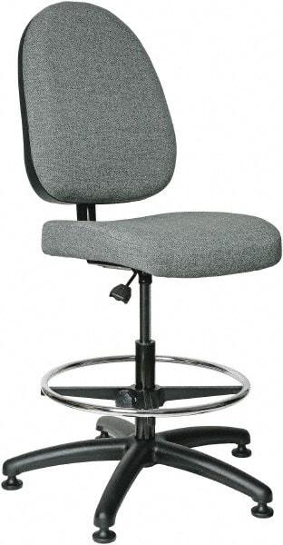 Bevco - 20 to 27-1/2" High Adjustable Height Swivel Stool - 27" Wide x 27" Deep, 100% Olefin Seat, Gray - A1 Tooling