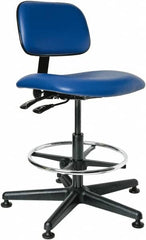 Bevco - 19-1/2 to 27" High Adjustable Height Swivel Stool - 27" Wide x 27" Deep, Vinyl Seat, Blue - A1 Tooling