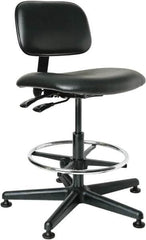 Bevco - 19-1/2 to 27" High Adjustable Height Swivel Stool - 27" Wide x 27" Deep, Vinyl Seat, Black - A1 Tooling