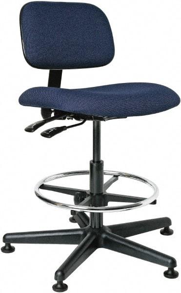 Bevco - 19-1/2 to 27" High Adjustable Height Swivel Stool - 27" Wide x 27" Deep, 100% Olefin Seat, Navy - A1 Tooling