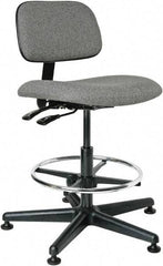 Bevco - 19-1/2 to 27" High Adjustable Height Swivel Stool - 27" Wide x 27" Deep, 100% Olefin Seat, Gray - A1 Tooling