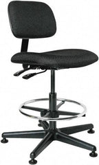 Bevco - 19-1/2 to 27" High Adjustable Height Swivel Stool - 27" Wide x 27" Deep, 100% Olefin Seat, Black - A1 Tooling