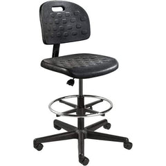 Bevco - 22-1/4 to 32" High Adjustable Height Swivel Stool - 27" Wide x 27" Deep, Polyurethane Seat, Black - A1 Tooling